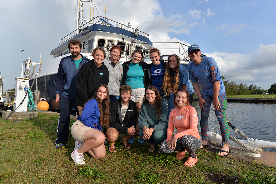 Graduate students return to port from the high sea on the Research Vessel W.T. Hogarth in Fort Pierce, Florida